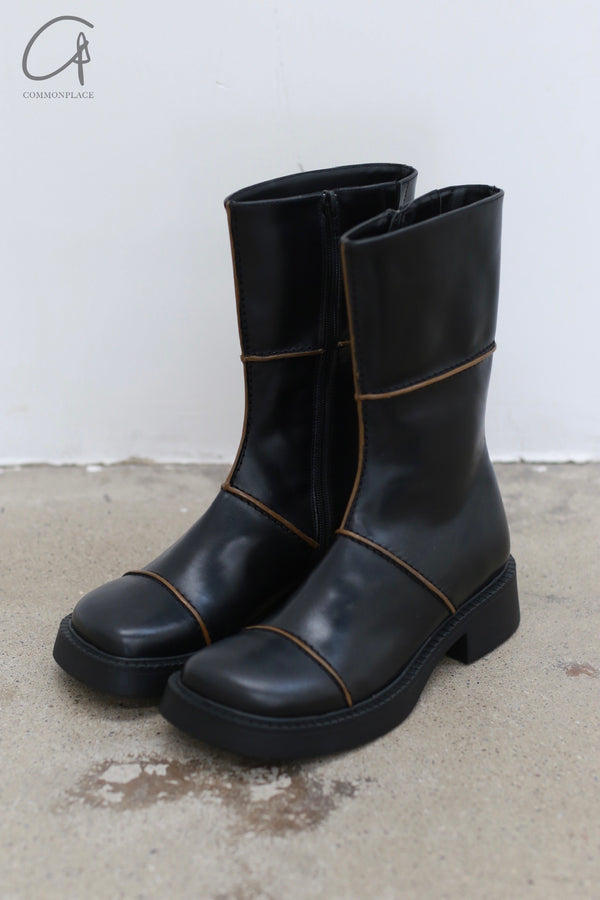 Miista side zipper square toe boots Spain MST-E8_2602-HEI Black E8_2602